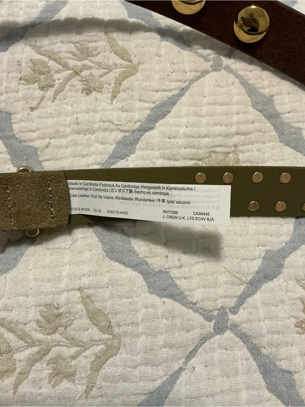 NEW Madewell Olive Suede Flat Studded Western Belt - XL